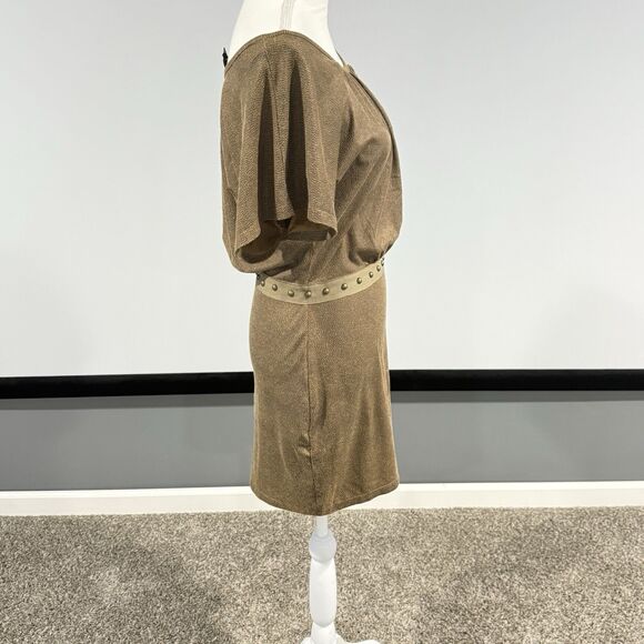 Affliction Black Premium Brown Studded Stretch Animal Print Mini Dress Sz 4 NWT - Picture 8 of 11